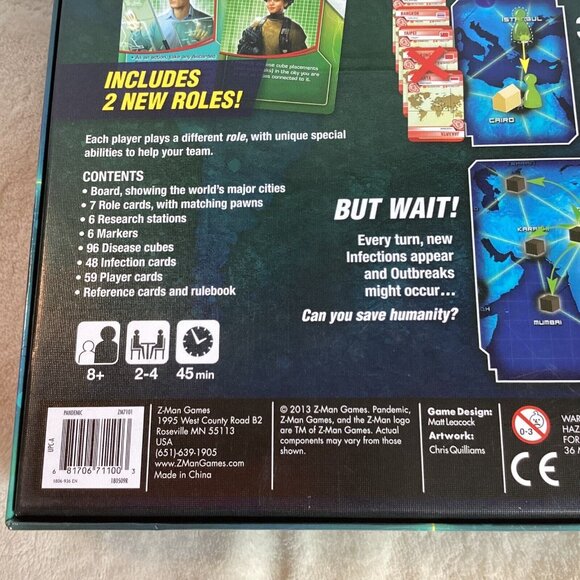 Pandemic Cooperative Board Game by Z-Man Games, 2013 Complete - Picture 7 of 10